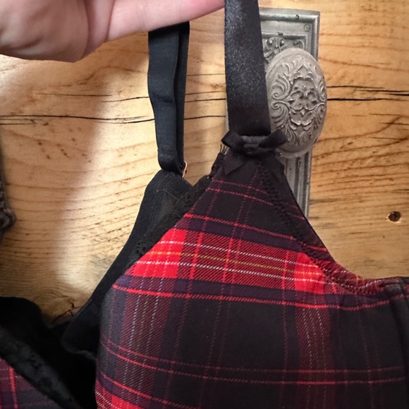 CACIQUE/LANE BRYANT Plaid Lace Lightly Lined French Balconette BRA 42DDD - Picture 6 of 8